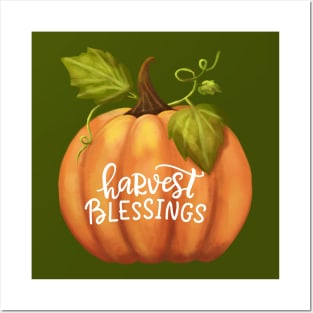 Harvest Blessings Fall Season Pumpkin Halloween Thanksgiving and Fall Color Lovers. Posters and Art